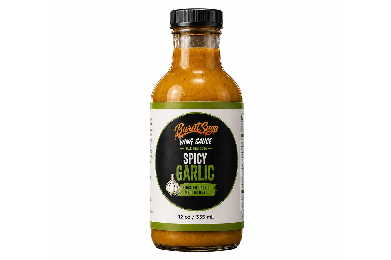 Burnt Suga Spicy Garlic Wing Sauce with a Roasted Garlic Medium Heat